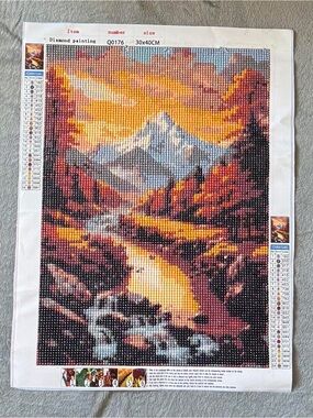 FinisheUnbranded Autumn Mountain Diamond Painting - Warm Yellow & Orange Palette